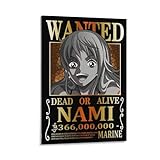 GIFFIE Anime One Piece Wanted Poster Nami 2 Strohhut Piraten Kunst Poster Leinwand Malerei Dekor Wanddruck Foto Zuhause Moderne dekorative Poster 50 x 75