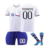 Barcelona Personalisiert Fußball Trikot mit Eigenem Namen Nummern für Kinder und Erwachsener, Fussball Trikot Shorts Socken Sets Jungen Herren Trainingsanzug