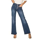 Nina Carter P139 Damen Jeanshosen Flared Bootcut High Waist Jeans (Dunkelblau (P139N), S)