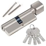 Hengsong Zylinderschloss,Schließzylinder,Knaufzylinder 40/40,Profil-Zylinder inkl. 5 Schlüssel Metallsilber-Knaufzylinder für alle Arten von Tü