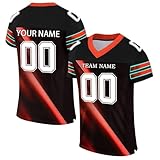 Personalisiertes American FootballTrikot Individuell Bedruckt Team Name & Number Custom Football Jersey Teamtrikot für Männer Frauen Jugend Unisex Schnelltrocknend Atmungsaktiv T-Shirt(#A 4)