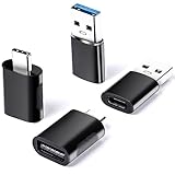 Wyssay USB-C-auf-USB-Adapter (2 Stück) und USB-auf-USB-C-Adapter (2 Stück) [Aluminiumgehäuse] für iPhone/PC/Samsung/Airpods/iPad/Laptop/MacBook/CarPlay/Google/LG/Sony/etc. (schwarz)
