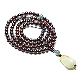 DONGYUCHUN Lobulares Rotes Sandelholz-Armband, Hetian Jade Anhänger, 108 Gebetsperlen Meditation Armband Buddha Perlen,6