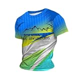 Caxndycing Fahrrad Shirt Herren MTB Shirts Herren Kurzarm Bedruckt Fahrradtrikot Rundhalsausschnitt Leicht Radtrikot Atmungsaktiv Sommer Trikot Atmungsaktive Cycling Jersey L