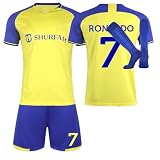 FußBall Trikot 24/25, Al Nassr Nr.7 Hause/AuswäRts Trikot Kinder Fussball Trikot FußBalltrikot mit Socken FüR Erwachsene Und Kinder Geschenke FüR Jungs Sportanzug Kinder Jung