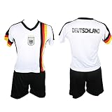 Dynamic Outwear Germany Fussball Kinder Trikot Shirt+ Hose Set, 98-104 weiß