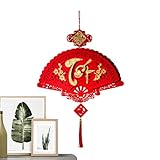 GOYMFK Frühlingsfest-Anhänger, chinesischer Knoten-Fu-Ornament,Jahr des Drachen, rote chinesische Knotenschnur, Fu-Charakter, Frühlingsfest-Dekoration - Chinesisches J