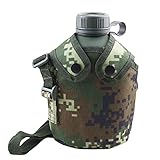 1L Edelstahl Feldflasche Wasserflasche Armee Militär Kochgeschirr Überleben Trinkflasche - 7.6 * 4.7 * 9 in,