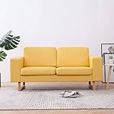 KRHINO 2-Sitzer-Sofa aus gelbem Stoff, klassisches Design, Rahmen aus Holz + Stoffbezug. Die Montag