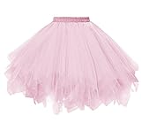 Dressever Damen Tüllrock 50er Rockabilly Petticoat Retro Tutu Ballet Cosplay Prom Abendkleider Anlass Rosa X-Larg