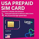 Lycamobile 12GB USA SIM-Karte Prepaid - Mobile Daten 4G / LTE, Unbegrenzte Nationale & Internationale Anrufe + SMS (12GB für 30 Tage)