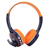 Over-Ear-Headset, Leichte, Kabellose Kopfhörer in Blau und Orange, Wiederaufladbar, Integriertes Mikrofon mit Lautstärkeregler Zum Lernen auf R