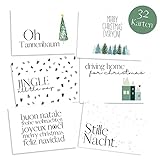 Weihnachtskarten Set (32 Stück) mit unterschiedlichen Motiven - A6 Postkarten für Weihnachten - Eine Christmas Postkarte für jeden deiner Liebsten - Coole Weihnachtspostkarten mit und ohne Sprü