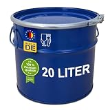 plasteo® Stahlfass 20 Liter Hobbock Deckelfass | Zyklon Staubabsaugung Geeignet | Metall Blechfass Mülleimer Kübel mit 2 Seitlichen Fallgriffen | Stabil Gefüllt Stapelbar | Leb