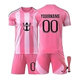 Miami Fußball Trikot Personalisiert mit Eigenem Namen Nummern für Kinder und Erwachsener, Hause/Auswärts Fussball Trikot Shorts Socken Sets Jungen Herren Trainingsanzug