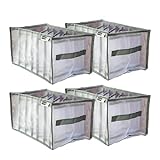 MinmalLife Faltbare Nylon-Netzboxen (4er-Set) – Grau, 32 x 25 x 17 cm – Kleideraufbewahrung, Kleideraufbewahrung, Organizer und Aufbewahrung, Organisierungsbehälter für Schrank, Kleiderb