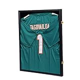 JDECO Trikot-Rahmen, Vitrine, Trikot-Ausstellungsrahmen, Schattenbox für Trikot-Vitrine mit Acryl-Anti-Verblassen, UV-Schutz, goldfarbene Schlösser für Baseball, Basketball, Sport-Shirt, Schw