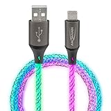 ANSMANN Ladekabel 100 cm USB-A auf USB Typ C mit coolem, pulsierendem LED-Licht/Ruhiger Farbwechsel, ganz ohne störendes Blinken/Echter Hingucker für Gamer, Kfz Innenraum, S