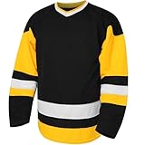 Blank Eishockey Übungstrikots für Herren, leichtes Training League Jersey, Schwarz, 3X-Groß
