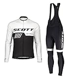 HOMTOL Herren Radtrikot Set Langarm Fahrradanzüge Fahrradtrikot Set Langarm Trikot + Radlerhose mit Sitzpolster Atmungsaktiv Elastische Schnell Trocknend Fahrrad Trikot für Fahrrad Rennrad MTB
