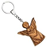 MaMeMi Praktischer Engel- Schlüsselanhänger SCHUTZENGEL aus Olivenholz- Handschmeichler [HANDGEFERTIGT] Original aus Bethlehem, dem Heiligen L