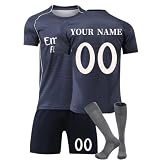 Personalisiertes Fußball Trikot Kinder set 2025/2026 Trainingstrikot Heim & Auswärts Set mit DIY Name & Nummer Inkl. T-Shirt, Hose, Socken Geeignet Fans Fußballtrikots Geschenke 3-teiliges S