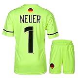 Mefstone Deutschland Neuer Kinder Trikot für Kinder, 2024 Football, Komm mit Shorts (Grün,neu,176)