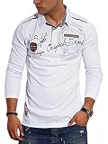 behype. Herren Langarm Polo-Shirt Longsleeve Polo-Hemd 20-6028 Weiß 3XL