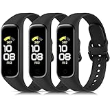Vancle 3 Stück Armband für Samsung Galaxy Fit 2 Armband für Damen Herren, Weiches TPU Silikon Uhrenarmband Wasserdichtes Sport Ersatzarmband für Samsung Galaxy Fit2, Schwarz/Schwarz/Schw