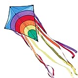 CIM Kinder-Drachen - Rainbow Eddy BLUE - Einleiner-Flugdrachen für Kinder ab 3 Jahren - 65x72cm - inkl. 80m Drachenschnur und 8x105cm Streifenschw