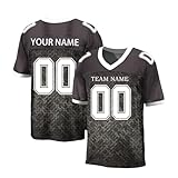 Personalisiertes American FootballTrikot Custom Football Jersey Individuell Bedruckt Team Name & Number Sporttops für Herren Damen Jugend Unisex Schnelltrocknend Atmungsaktiv T-Shirt(#C Dark Gray)