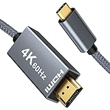 USB C auf HDMI Kabel 4K, XuanPad Typ C auf HDMI Adapter [High Speed], Thunderbolt 3 auf HDMI Adapter kompatibel für MacBook Air/Pro 2020/2021, Galaxy S20 S10 S8, Surface Book 2 und Mehr (2 m) )