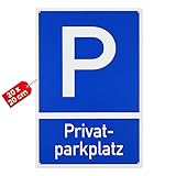 Hinweisschild 'Privatparkplatz', 1 Stück, 30 x 20 cm, 2,7 mm starkes PVC Schild mit Bohrlöchern, Parken verboten Schild für Innen- und Außenbereich, privater Parkplatz Kennzeichnung, Parkp