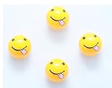4X Ventilkappen Ball Kugel Lächelndes Gesicht streckt Zunge Raus Smile Smiling Tongue Face Gelb Yellow Ventilkappe V