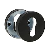 Amig - Edelstahl Türöffnung Mundstück 3RX | Für Runde Rosettengriffe, Innen/Außen | Modernes Design, Europrofilzylinder Kompatibel | Einfache Installation, Schwarz, Ø53 mm, E