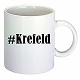 Kaffeetasse #Krefeld Hashtag Raute Keramik Höhe 9,5cm ? 8cm in Weiß
