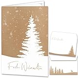 beriluDesign Weihnachtskarten mit Umschlägen 15er Set - Klappkarten mit Weihnachtsbaum-Motiv für die schönsten Weihnachtsgrüße im Kraftpapier-Look