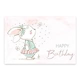 Handarbeit - Lieblingsladen 1 Premium Geburtstagskarte Happy Birthday 18x12cm mit weißem Umschlag, Tiermotiv Hase Karte zum Geburtstag Glückwunschkarte Alles Gute Happy-Birthday
