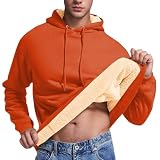 MJGkhiy Herren-Fleece-Sweatshirt mit Kapuze, warm, Winter, Hoodie, Thermo-Trikot, langärmlig, gefüttert mit Teddy-Fleece, Sweatshirts, lässige Sweatshirts, Winterbekleidung, Orange, XXXXXL