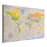 B&D XXL - Akustikbild englische Weltkarte Bilder Akustikschaum Hochleistungsschallabsorber Schallschutz Leinwand 1 tlg Wandbild Raumakustik Schalldämmung Lernkarte Landk