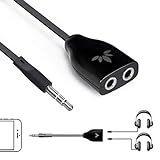 Avantree 2-Wege 3.5mm Kopfhörer Splitter, Aux Y Audio Adapter mit Doppel headphone Stecker, Doppelstecker Headset Verteiler Kabel für iPhone Handys Smartphone Tablet MP3 mit 3,5 klinke - TR302 Schw