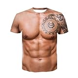 vsilay Lustige 3D Muskel Tattoo Gedruckt Herren Kurzarm T-Shirt Outdoor Casual Atmungsaktiv Sommer Slim Tees Tops Streetwear männer muskel top