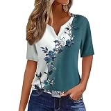 Damen T-Shirt Bluse Damen Elegant T-Shirt Tops Shirt Oberteile Blumen T-Shirt Sommeroberteile Für Damen Kurze Ärmel Für Damen Damen Mode Frauen V-Ausschnitt Off The Shoulder Kurzarm T-S