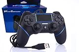Intckwan Kabelgebunden Game Controller für PS-4 / Pro/Slim/Laptop/PC(win7/8/10), Wired Gamepad Joystick mit Vibration und Anti-Rutsch-Griff, Ergonomie(Blau)