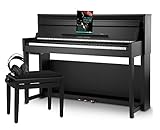 Classic Cantabile UP-1 SM E-Piano Deluxe Set (inklusive Pianobank, Kopfhörer und Klavierschule, Dämpfersimulation, MP3-Recorder, Mic In, OLED Display, 40 hochwertige Sounds, 3 Pedale) schw