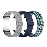 KASESS 3 Stück Elastisches Armband Kompatibel mit Fitbit Charge 6/Fitbit Charge 5 Armband, Kompatibel mit Fitbit Charge 6 Armband für Armband Damen Herren, Verstellbares Atmungsaktives Sportarmb