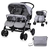 Lorelli Zwillingskinderwagen Twin, Zwillingsbuggy klappbar für 2 Kinder, leicht, kompakter Zwillingswagen, Geschwister Kinderwagen mit Einhand-Klappsystem, g