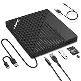 JBonest Externes CD DVD Laufwerk USB 3.0 Typ-C, Extern mit SD/TF-Kartenleser Portable DVD RW Brenner,Schnelle Datenübertragung für Laptop,Desktop,MacBook,Win11/10/8/7/XP, Linux,Mac OS,V