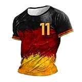 Foweknow Deutschland Sportshirt Herren Kurzarm EM 2025 Fußball Trikot Sommer T-Shirts Für Herren Sport Gym Trainingsshirt Workout Unterhemd Männer Funktionsshirt Kurzärmelig Rundhals B