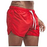 Generisch Handball Trikot Deutschland, Herren Short, Sport Atmungsaktive Sweatshorts Für Männer, Sommer Komfortable Kurze Jogginghose Sportklamotten Activewear-Shorts Sport (L, Red)